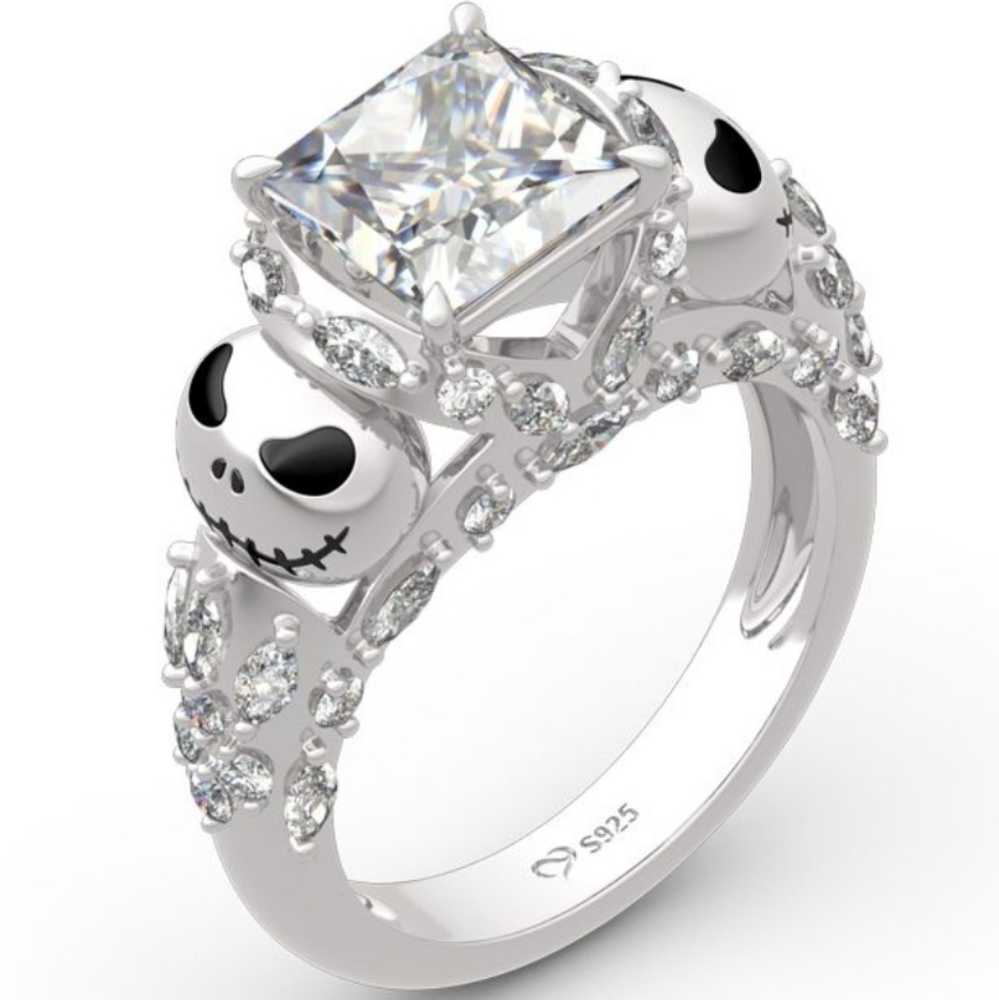 Jeulia Nightmare Before Christmas Engagement Ring, Size 8, 925 Sterling Silver